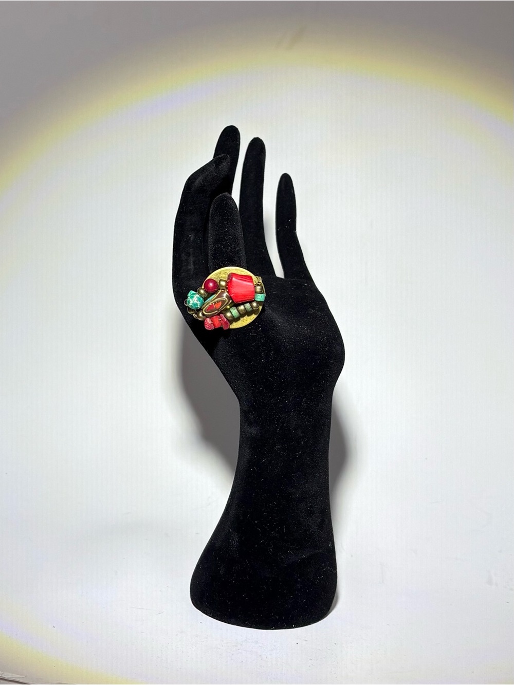 Statement Red and Green Cocktail Ring - Women Jewelry